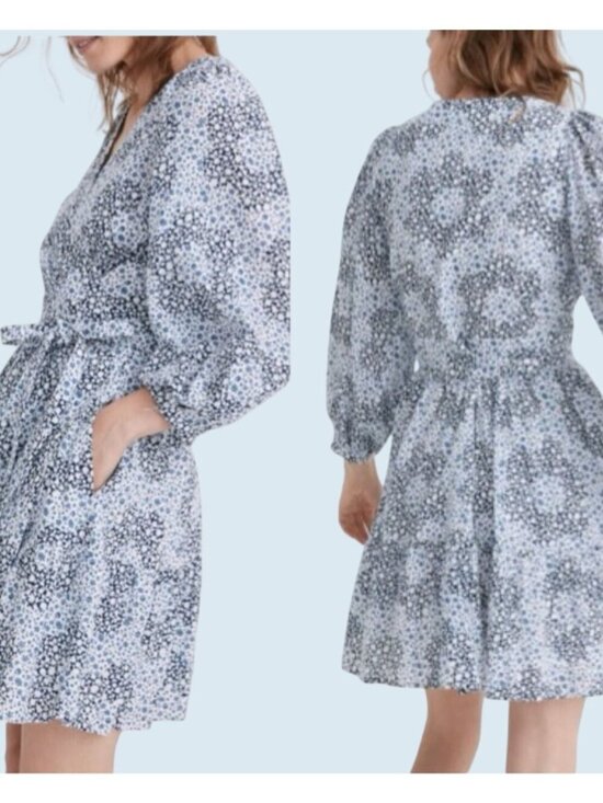 Madewell Dresses & Skirts - MADEWELL Crinkle Wrap Floral Puff Sleeve Mini Dress Sz 6